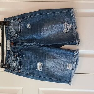 YMI women's high-rise cut-off distressed denim Bermuda shorts size 3